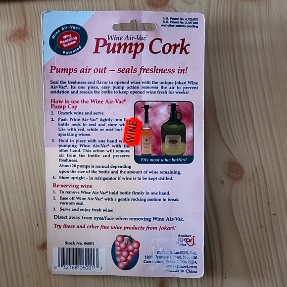 NIB Vintage Wine Pump Jokari Wine Air Vac Pump Wine Preservation System - Picture 2 of 2